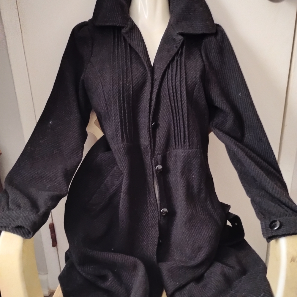 Forever Womens Black Wool Trench Coat